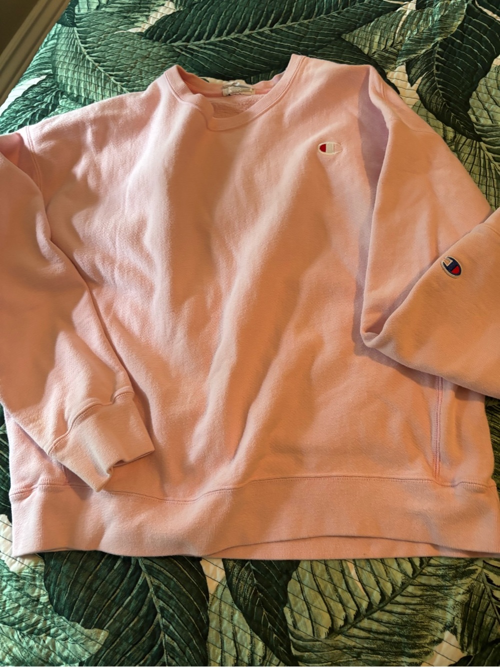 Champion Pink Crewneck Sweatshirt with Embroidered Logo